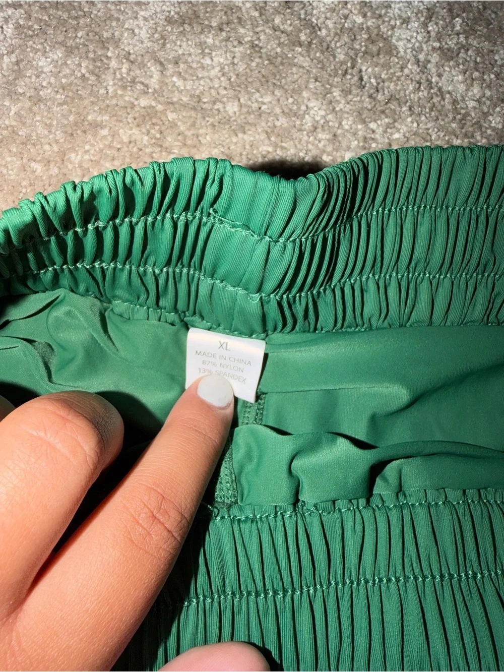 Women's Green Layered Athletic Shorts